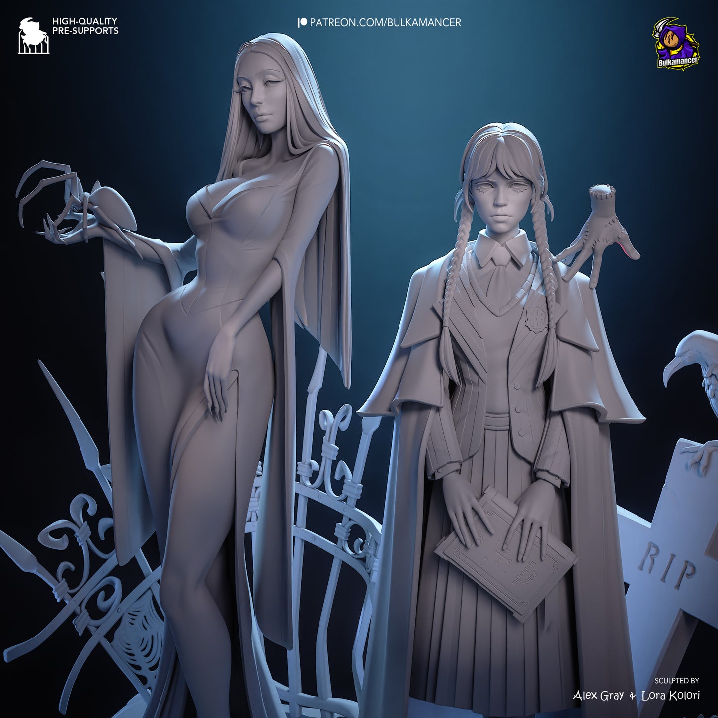 Gothic Duo (Morticia & Wednesday) Statue