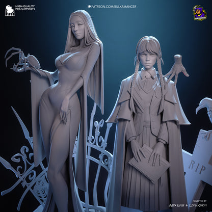 Gothic Duo (Morticia & Wednesday) Statue
