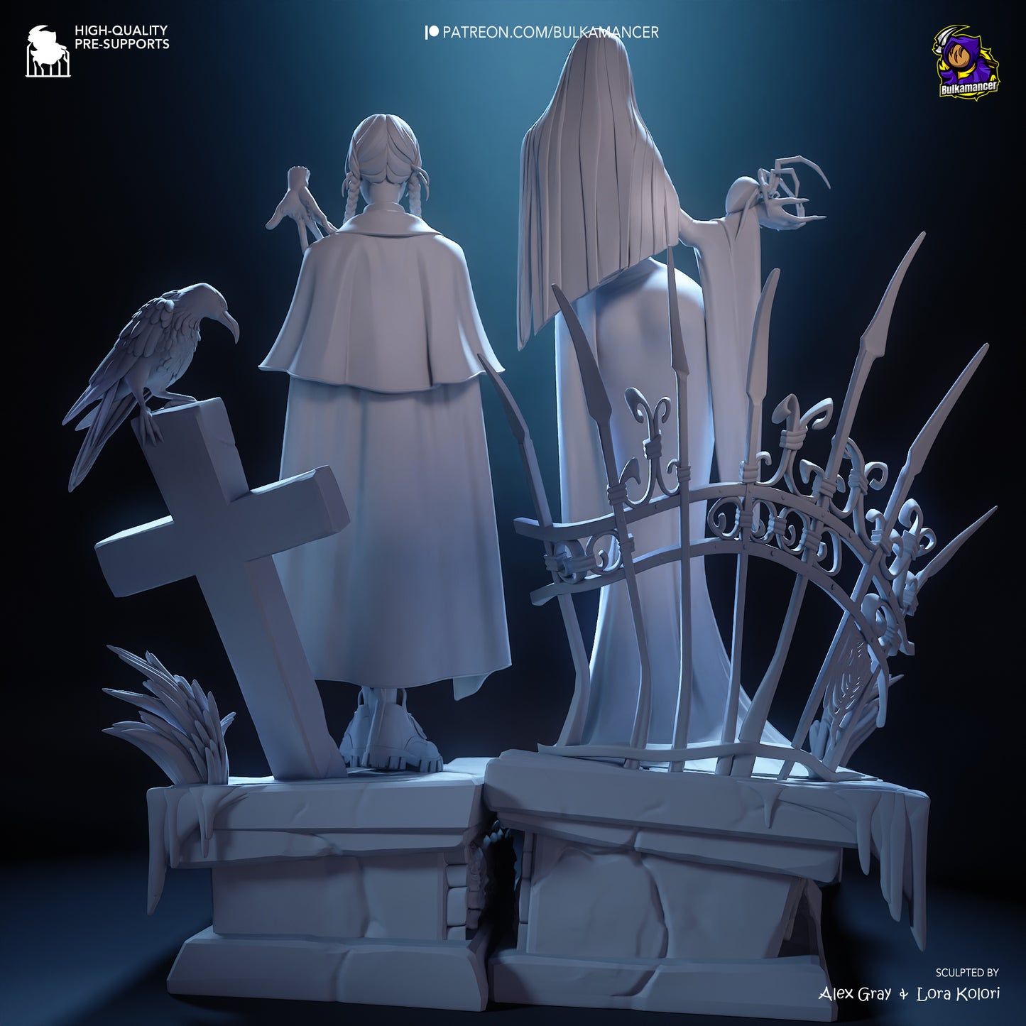 Gothic Duo (Morticia & Wednesday) Statue