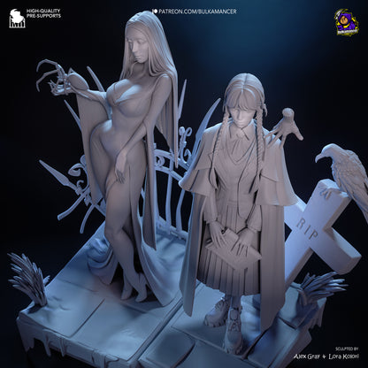 Gothic Duo (Morticia & Wednesday) Statue