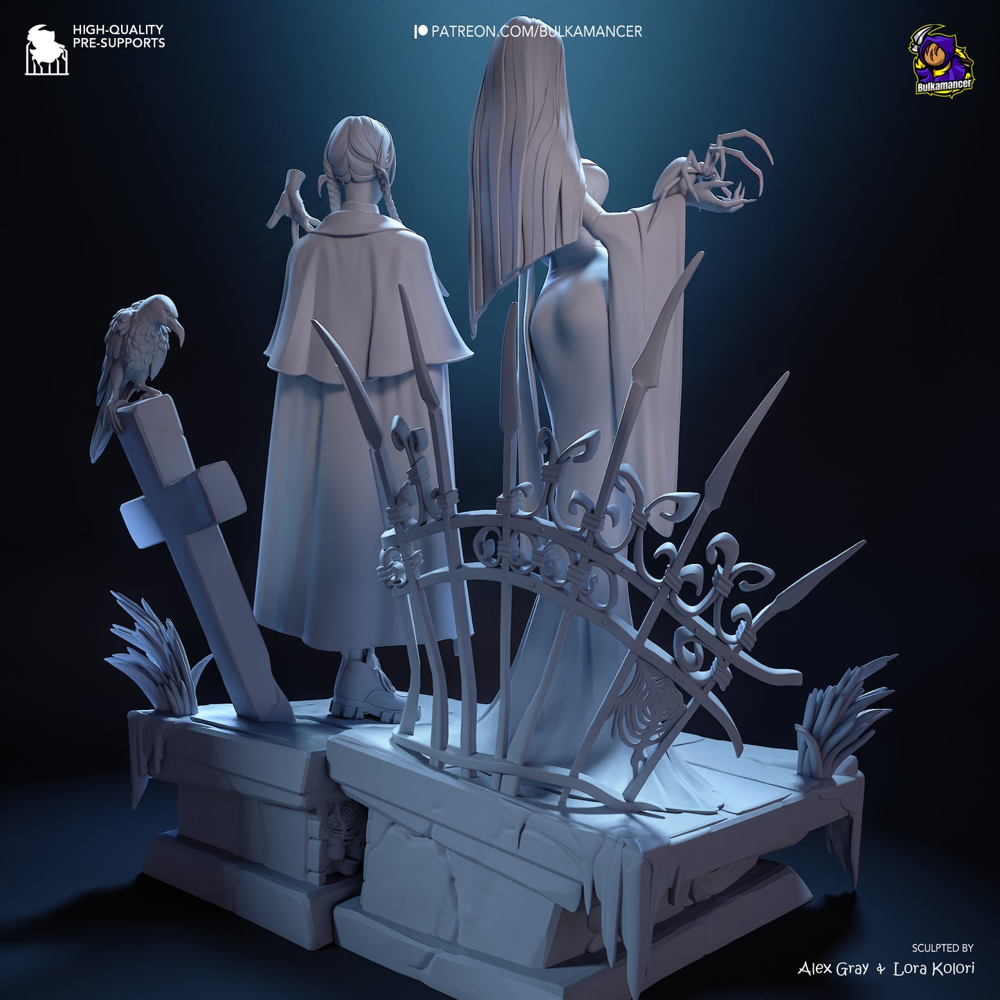 Gothic Duo (Morticia & Wednesday) Statue