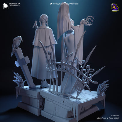 Gothic Duo (Morticia & Wednesday) Statue