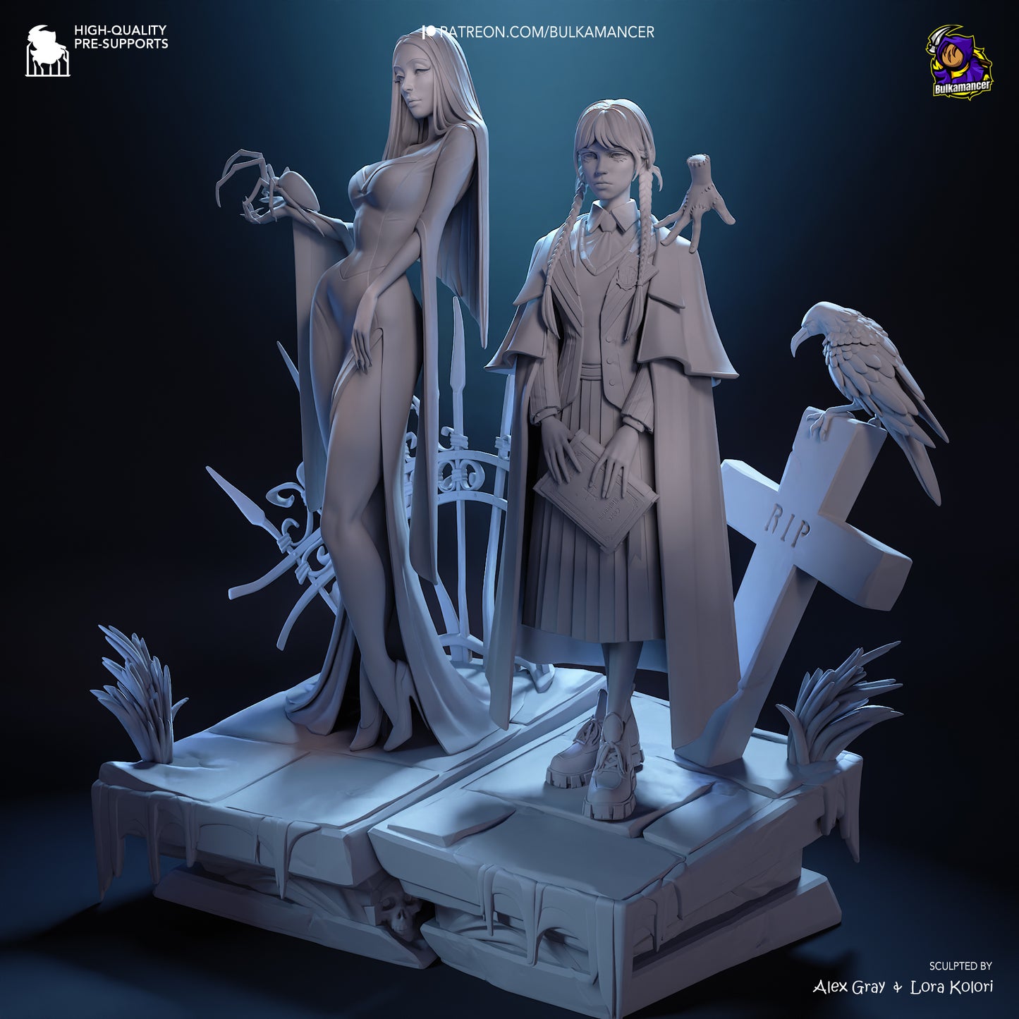 Gothic Duo (Morticia & Wednesday) Statue