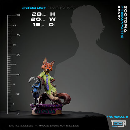 Nick Wylde And Juddy Hopps Statue 3D-Printed Kit